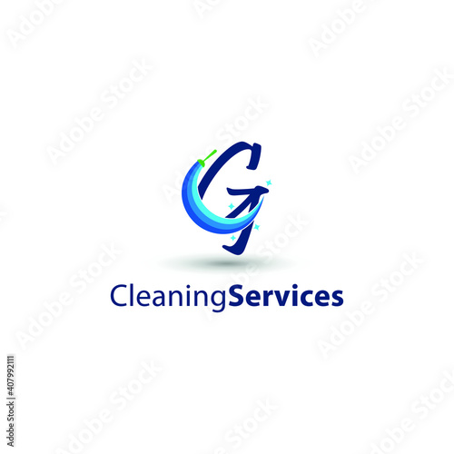 G Initial letter for cleaning service logo business concept. Home, house, office care, maintenance business logo brand vector design, 