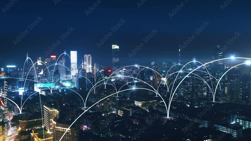 city and network connection concept.communication.smart city