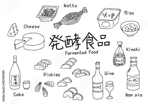 発酵食品のイラストセット