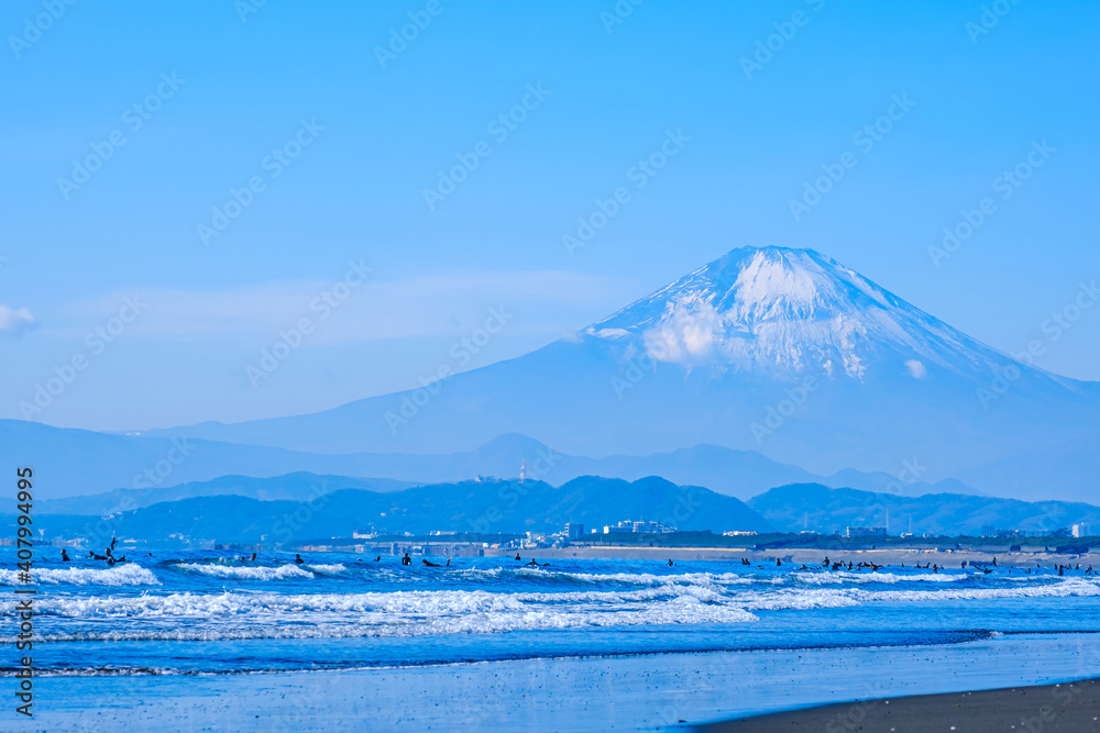 【神奈川県 江ノ島】湘南の海と富士山