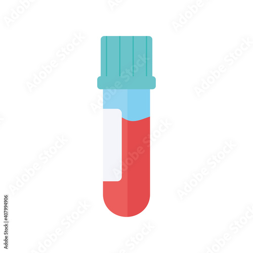 chemistry test tube with blood sample science flat style