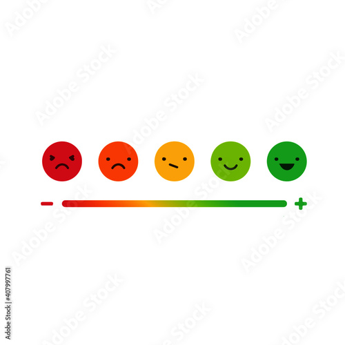 Vector Review Rating smile face with Gradient slider illustration