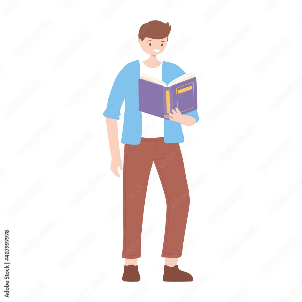 boy with book reading and studying education boy with book reading and studying education