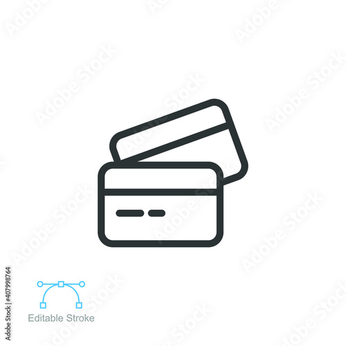 Credit card icon, Two cards on top of each other. payment sign. Identification card  for web, mobile and finance infographics. editable stroke vector illustration design on white background. EPS 10