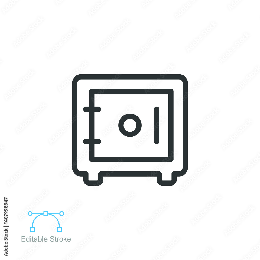 Save money line icon. wallet web, Safe bank for safety protection. Deposit secure box. Wealth for business and finance concept. Editable stroke. Vector illustration. design on white background. EPS 10