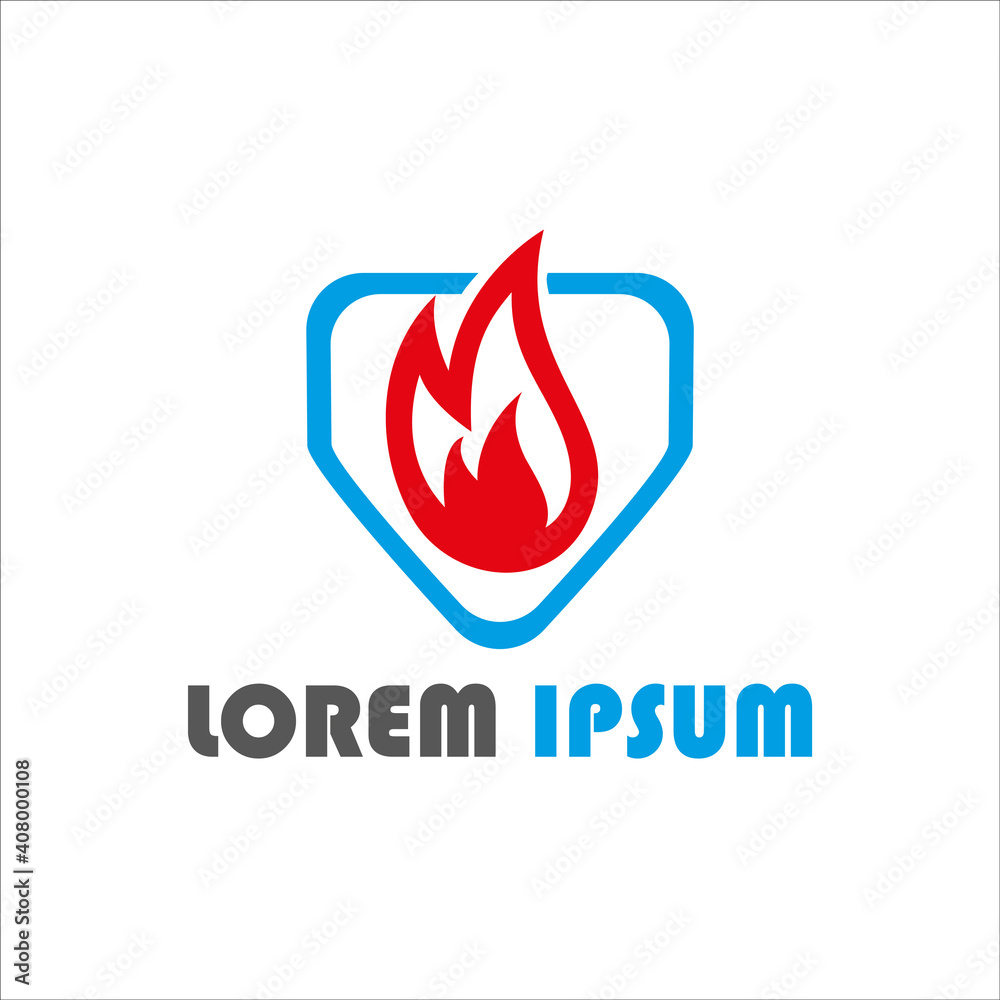 Red fire shield logo vector Red fire shield logo vector