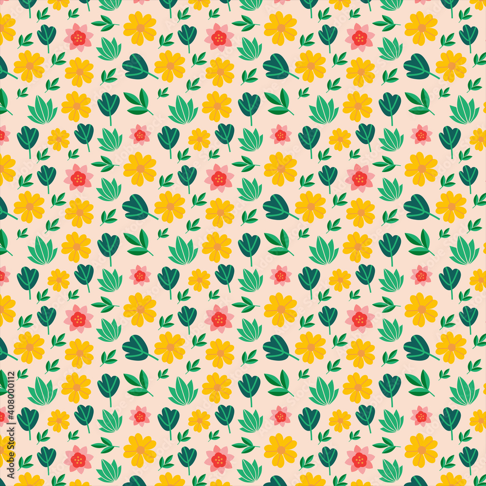 Ethnic floral and leaves seamless pattern Free Vector Ethnic floral and leaves seamless pattern Free Vector
