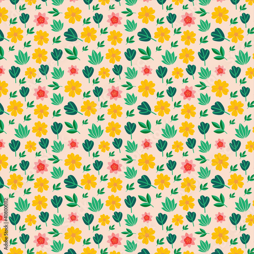 Ethnic floral and  leaves seamless pattern Free Vector