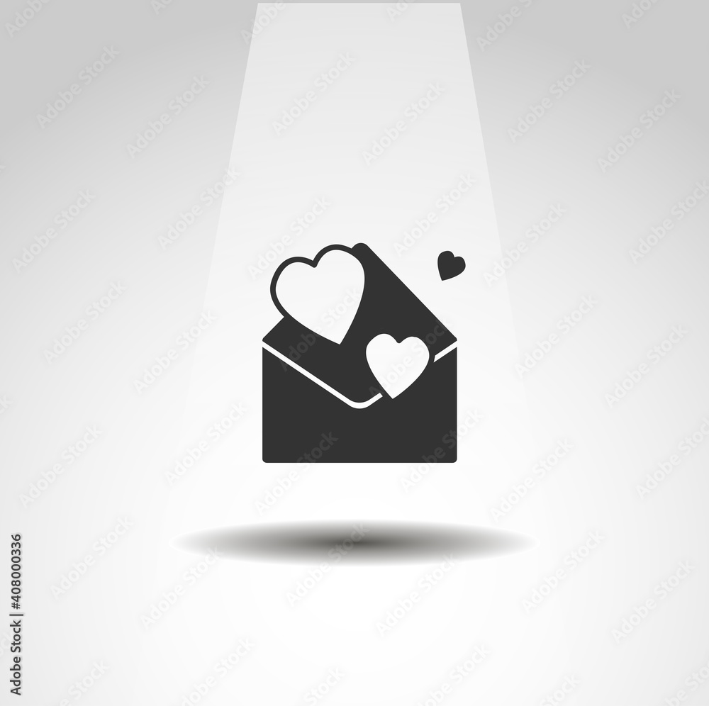 Obraz premium envelope with heart icon, love message simple icon