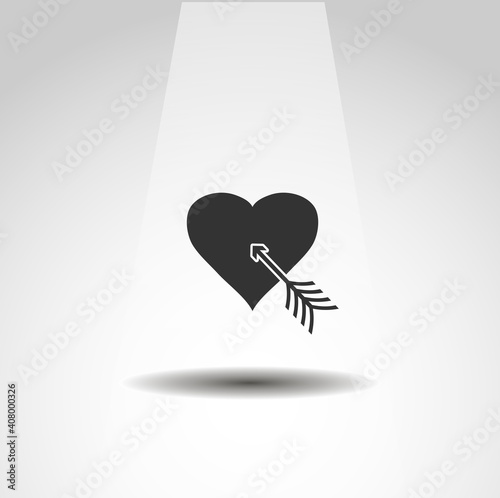 arrow pierces the heart icon, love heart simple icon