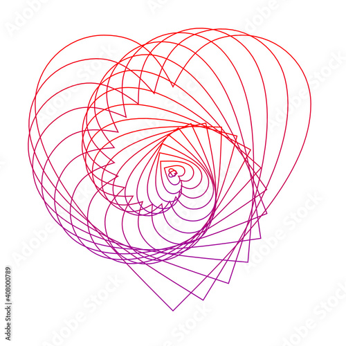 abstract fractal shape of heart with white background 