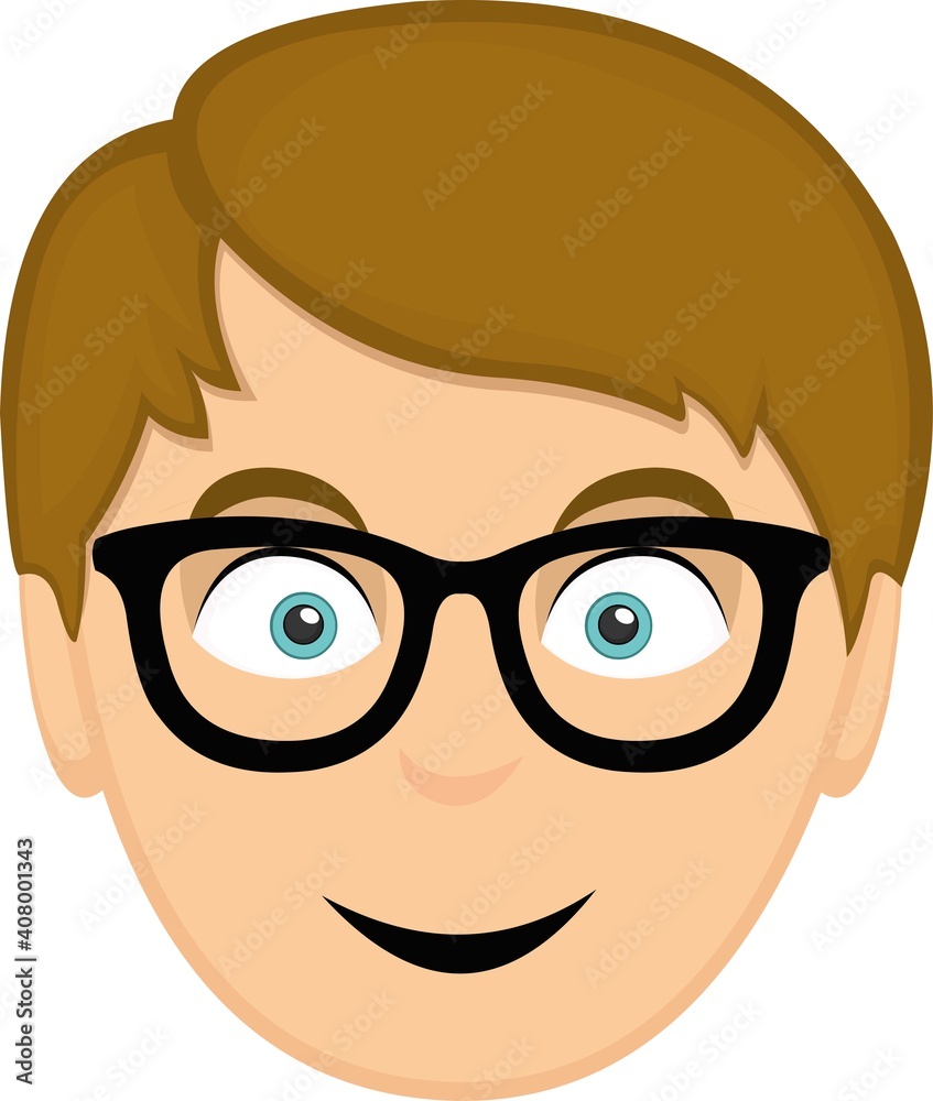 Vector illustration of emoticon of a man's face with glasses