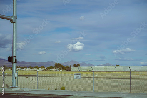 Wallpaper Mural Barb Wired Fence With Warning Restricted Area  Torontodigital.ca