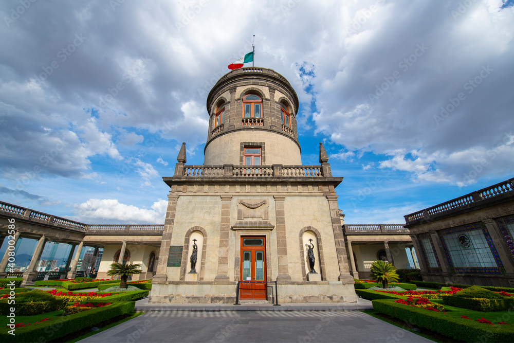 Chapultepec Castle was built in 1864 with Neoclassical style on Chapultepec Hill in Mexico City CDMX, Mexico. The castle was the residence of Emperor Maximilian I during the Second Mexican Empire. 