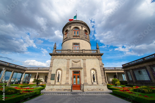 Chapultepec Castle was built in 1864 with Neoclassical style on Chapultepec Hill in Mexico City CDMX, Mexico. The castle was the residence of Emperor Maximilian I during the Second Mexican Empire.  photo