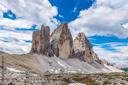 Tre Cime di Lavaredo in the Dolomites, Italy.