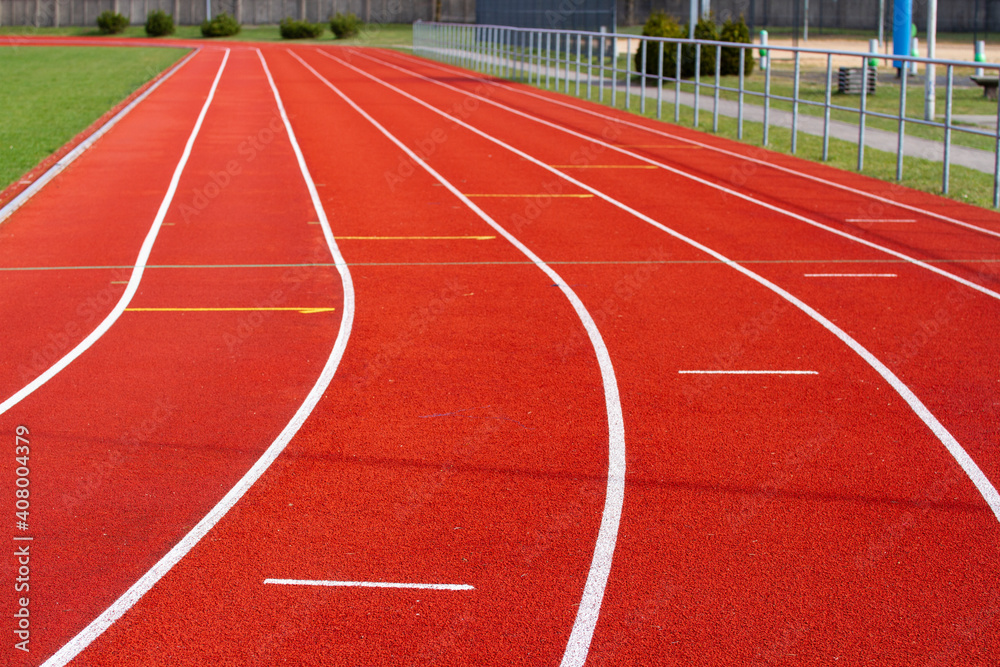 path for runners. racetrack on outdoor stadium. healthy sports life.