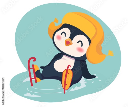 Penguin ice skating