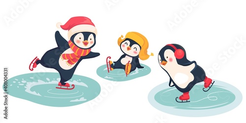 Penguin ice skating