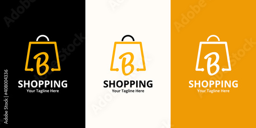 Initial  B Shop Logo designs Template. Illustration vector graphic of  letter and shop bag combination logo design concept. Perfect for Ecommerce,sale, discount or store web element. Company emblem