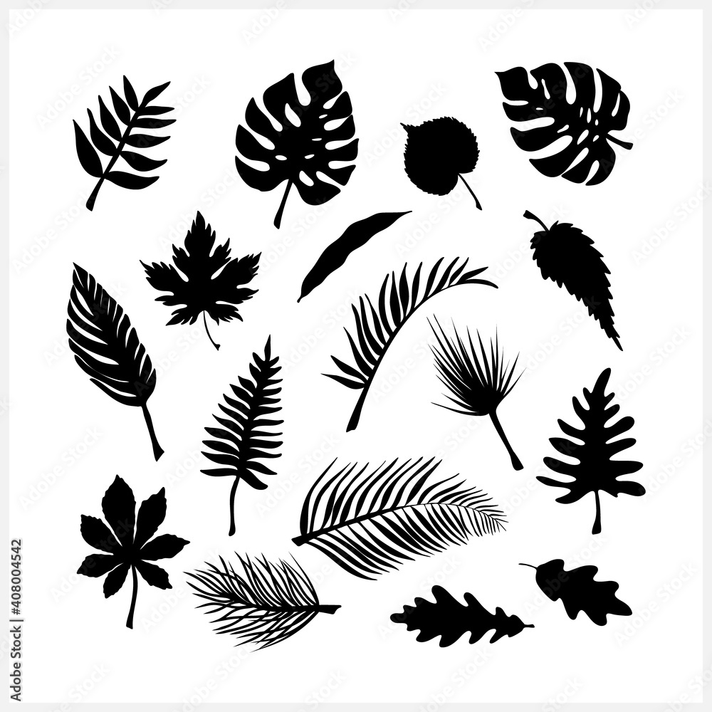 Doodle leaf set icons isolated on white. Stencil leaves. Vector stock illustration. EPS 10 Doodle leaf set icons isolated on white. Stencil leaves. Vector stock illustration. EPS 10