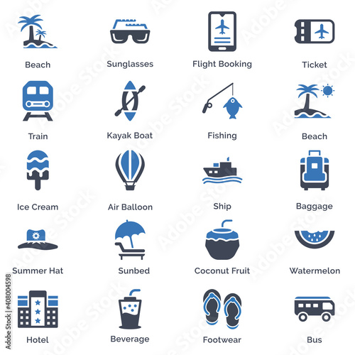 Summer icon set (Blue Series)