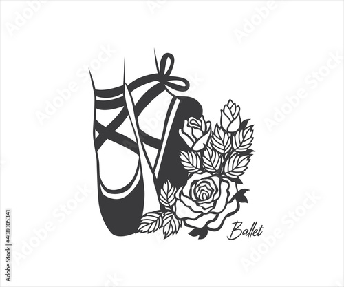 ballerina dancer legs with rose floral decorated design for paper craft cutting, sticker, sublimation, vinyl cutting machine and art illustration