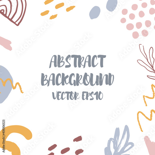 Abstract background in trendy style with botanical and geometric elements, textures. Natural pastel colours. . Vector illustration. Design for social media posts or web banners.