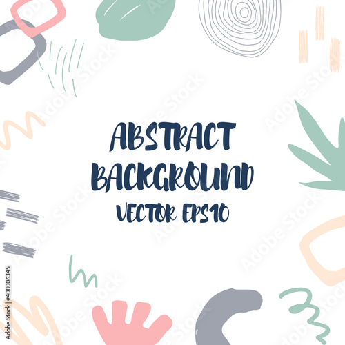 Abstract background in trendy style with botanical and geometric elements, textures. Natural pastel colours. . Vector illustration. Design for social media posts or web banners.