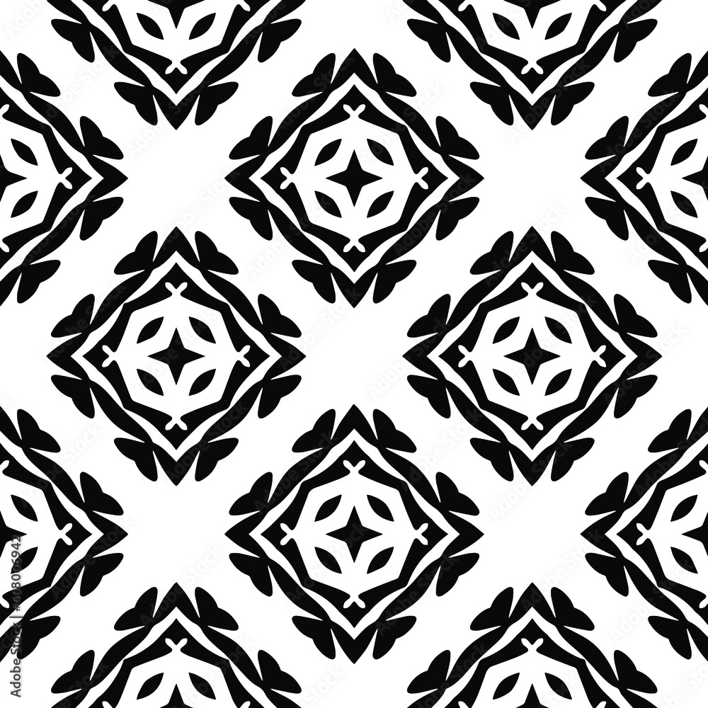 Geometric vector pattern with triangular and oval elements. Seamless abstract ornament for wallpapers and backgrounds. Black and white colors. Geometric vector pattern with triangular and oval elements. Seamless abstract ornament for wallpapers and backgrounds. Black and white colors.