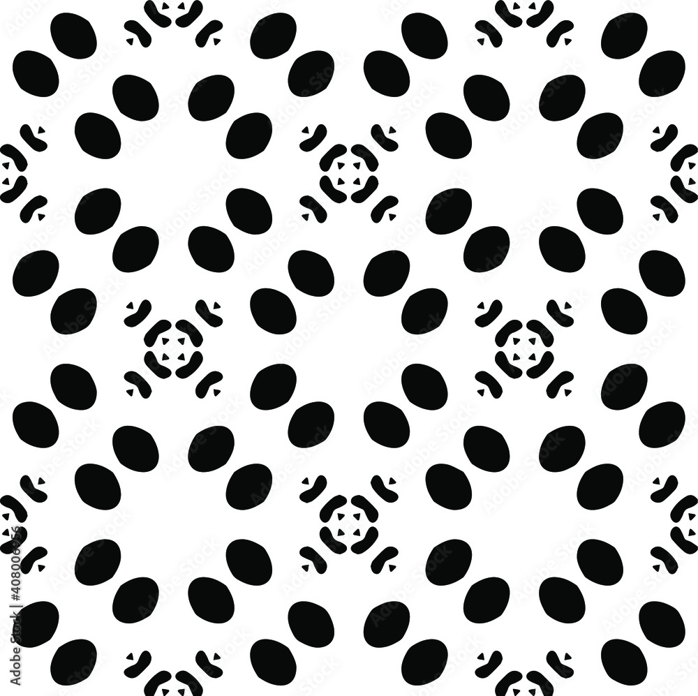 Geometric vector pattern with triangular and oval elements. Seamless abstract ornament for wallpapers and backgrounds. Black and white colors.