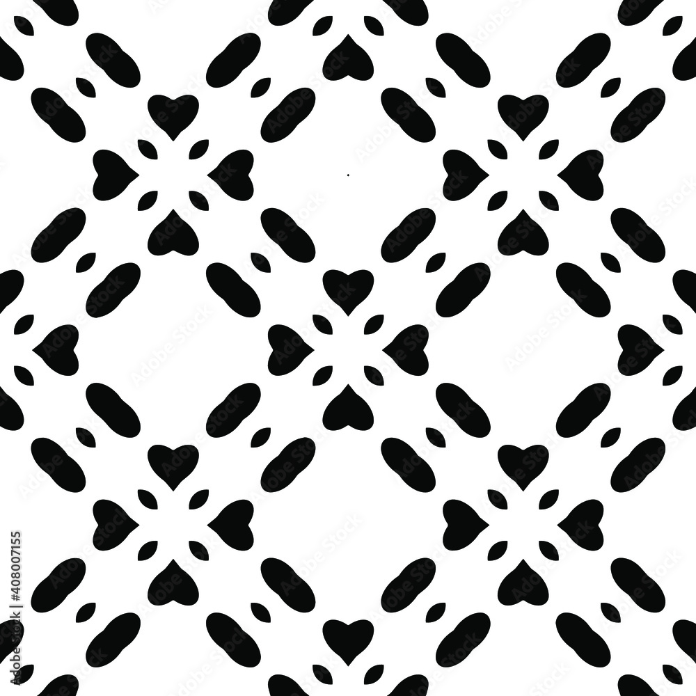 Geometric vector pattern with triangular and oval elements. Seamless abstract ornament for wallpapers and backgrounds. Black and white colors. Geometric vector pattern with triangular and oval elements. Seamless abstract ornament for wallpapers and backgrounds. Black and white colors.