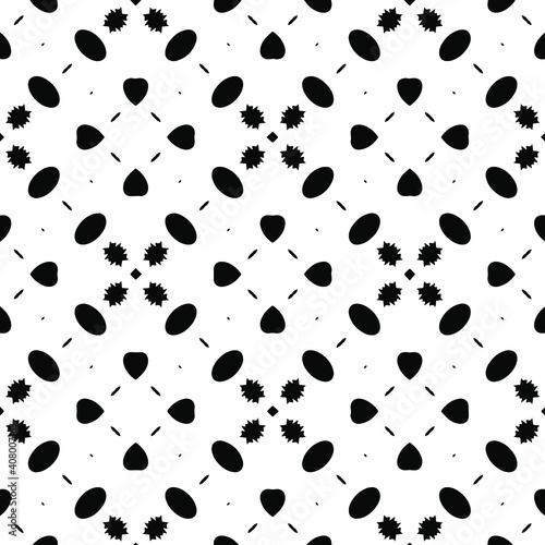 Fototapeta Naklejka Na Ścianę i Meble -  Geometric vector pattern with triangular and oval elements. Seamless abstract ornament for wallpapers and backgrounds. Black and white colors.