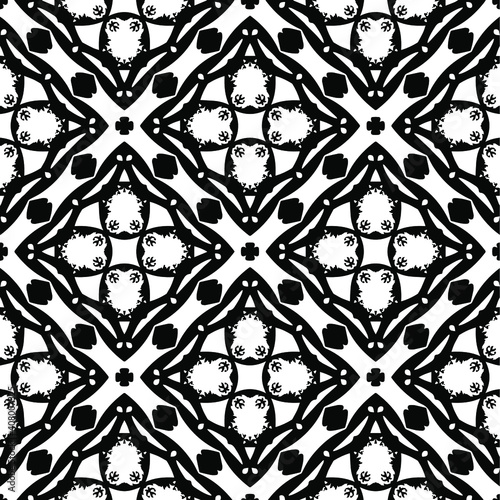 Geometric vector pattern with triangular elements. Seamless abstract ornament for wallpapers and backgrounds. Black and white colors.