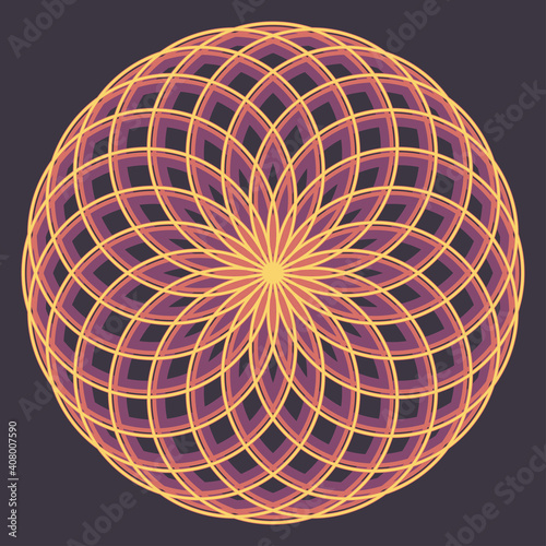 An abstract circular retro line art background image.