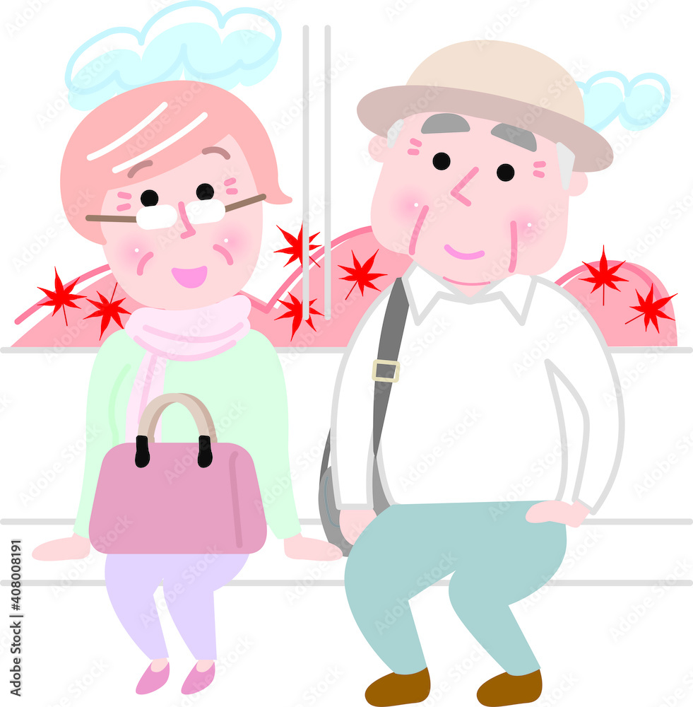 シニア夫婦電車で秋のおでかけ