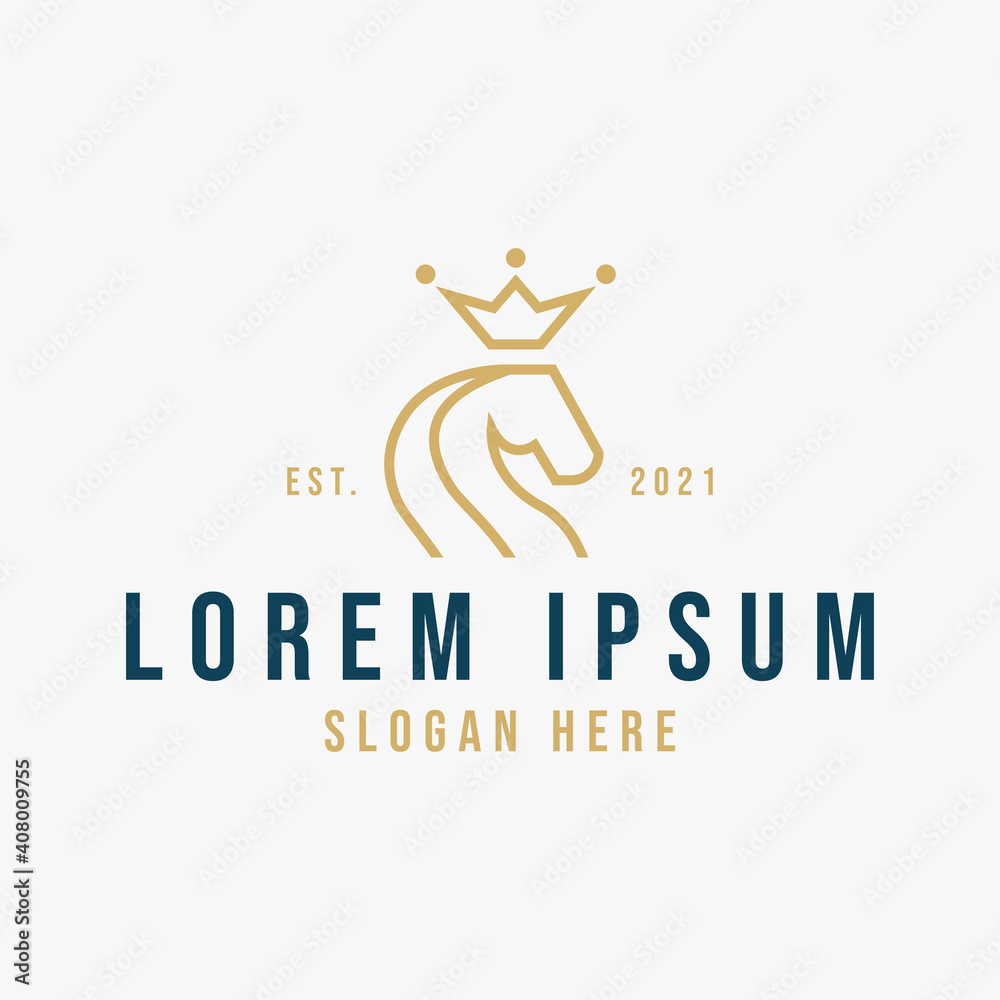 Horse king logo design premium