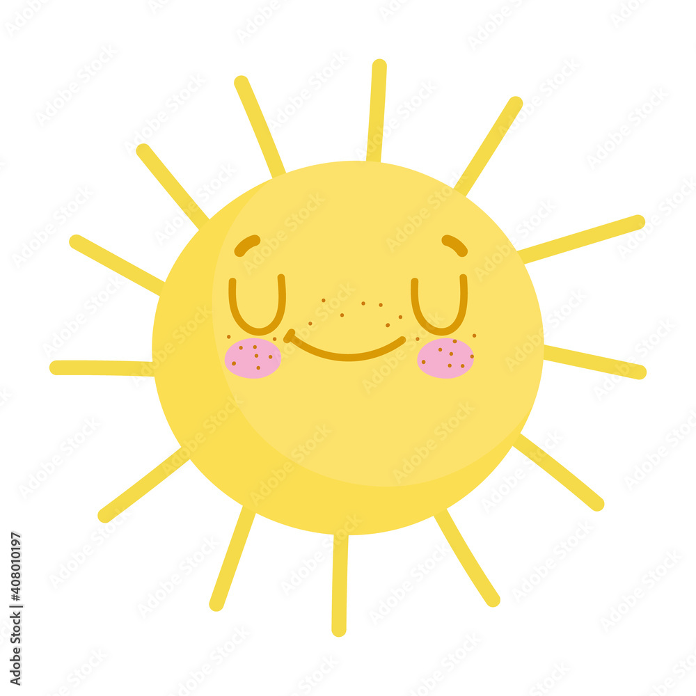 cartoon character sun summer weather icon design flat style
