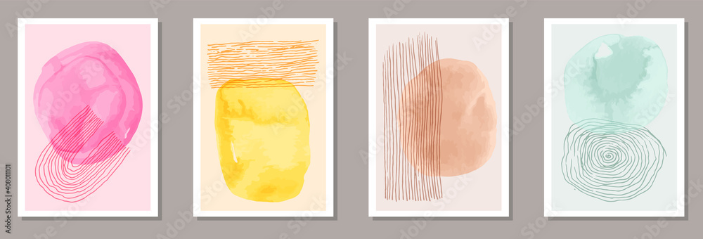 Hand painted simple canvas vector set. Watercolor