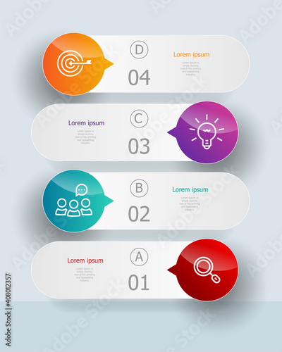 abstract vertical infographics elements 4 steps for business and presentation