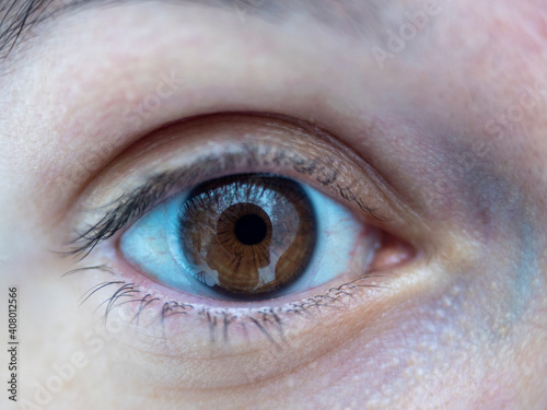 close up of a woman's eyes brown looking directly into the camera