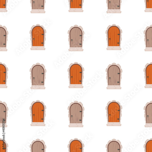 Seamless pattern with old wooden door. Suitable for books and wrapping paper. Vector illustration.