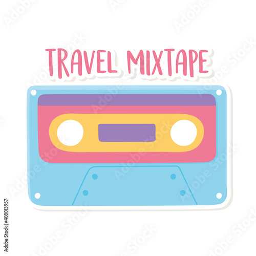 cassette retro decoration cartoon style sticker white background