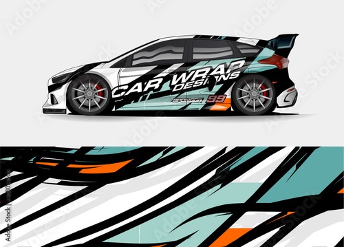 Car decal, truck and cargo van wrap vector. Graphic abstract stripe designs for branding and livery vehicle 