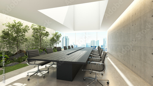 Interior of minimalistic meeting room in office.3d rendering