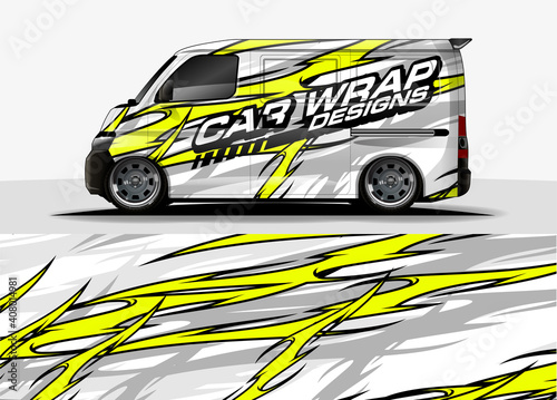 Car decal, truck and cargo van wrap vector. Graphic abstract stripe designs for branding and livery vehicle 