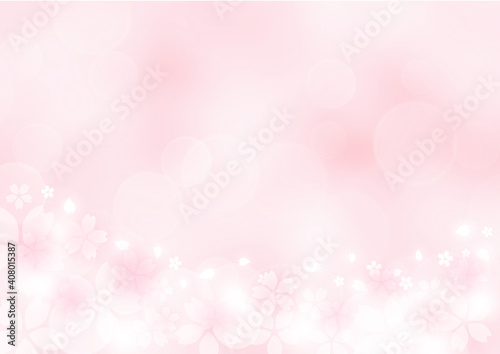 幻想的な桜吹雪とボケ 春のイメージイラスト素材（桜色）
