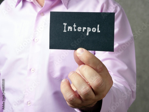 Interpol  inscription on the sheet. photo