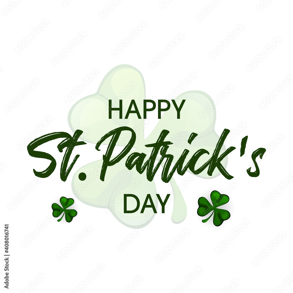 St. Patrick's Day card. Clover leaves with coins on background for greeting holiday design. Vector illustration.