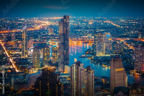 Landscape of Bangkok city during night scene
